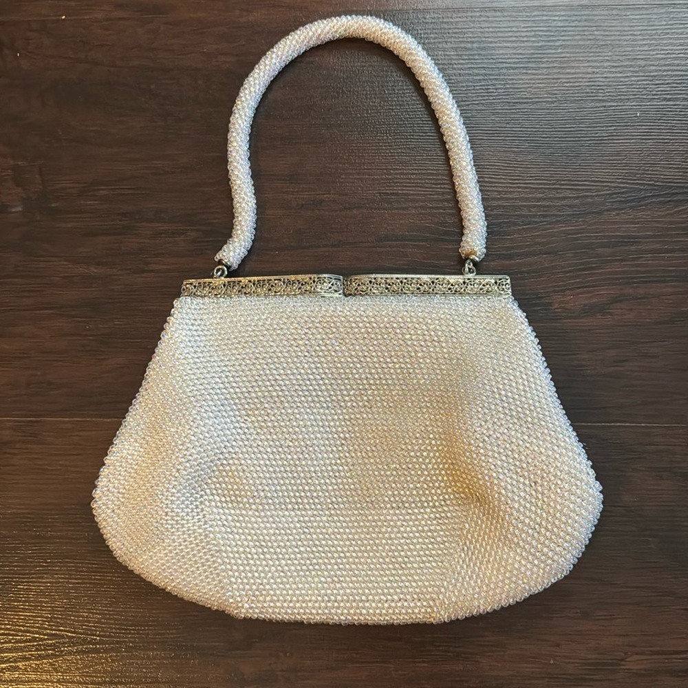 Vintage White Beaded Purse